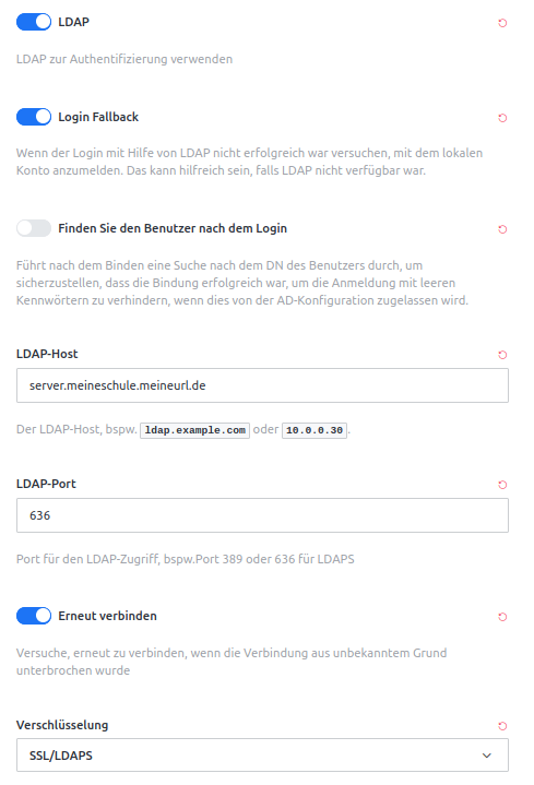 LDAP - Verbindungseinstellungen
