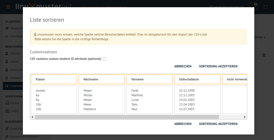 Check utudents found in csv file