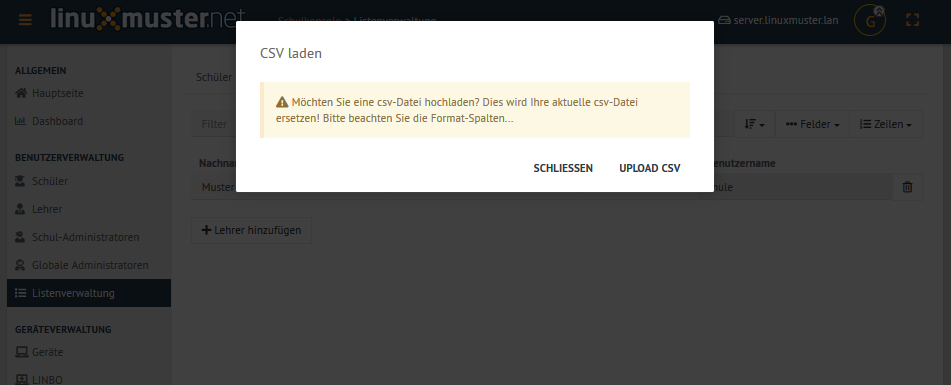 Upload teachers.csv warning