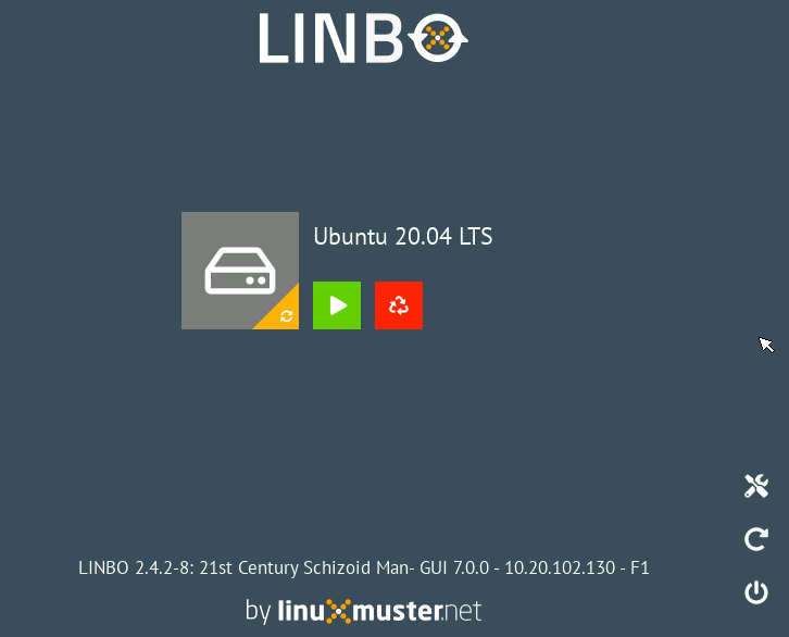 Linbo WebUI start screen
