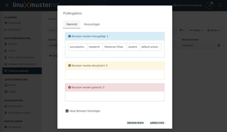 check import of extrastudents